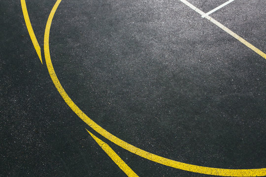 Lines on basketball court, close up