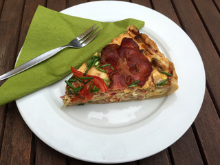 organisch, Lifestyle, Quiche, lorraine, lauch, speck, werbetafel, country
