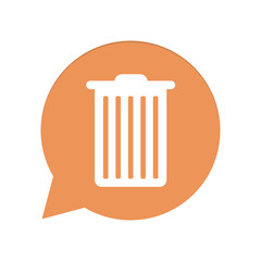 Orangene Sprechblase rund - Mülleimer