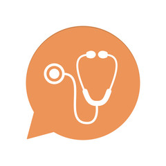 Orangene Sprechblase rund - Stetoskop