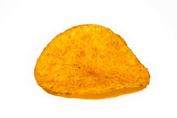 potato chips closeup isolated on a white background