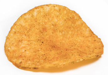 potato chips closeup isolated on a white background