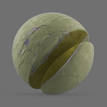 Yellow blistered paint on concrete