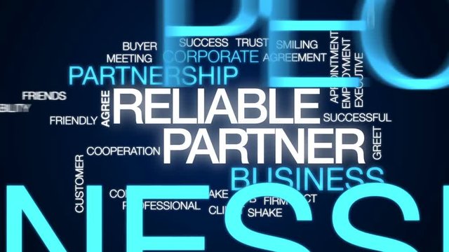 Reliable partner animated word cloud, text design animation.