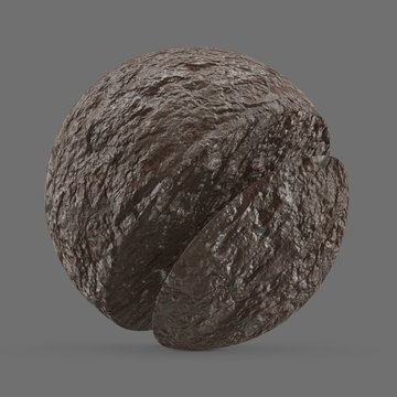 Eroded stone wall with reddish coating