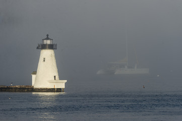 Palmer's Island Lighthouse in fog