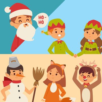 Illustration of Christmas carnival costume kids vector.