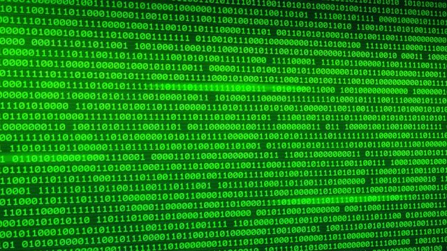 Green binary data background with depth of field programming background