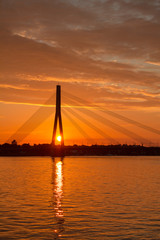 Fototapeta na wymiar Beautiful sunset over the river Daugava