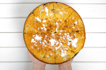 Pie with apples and cinnamon