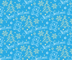 Happy New year seamless pattern blue background vector illustration