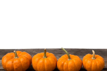 Fall background copy space pumpkin acorn wooden table
