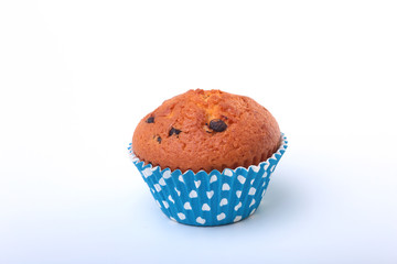 Delicious homemade cupcake with chocolate isolated on white background. Muffins.