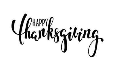 happy thanksgiving. Hand drawn calligraphy and brush pen lettering. design for holiday greeting card and invitation of seasonal american and canadian autumn holiday.