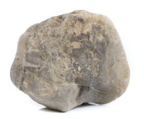 Single natural stone on white background, close-up
