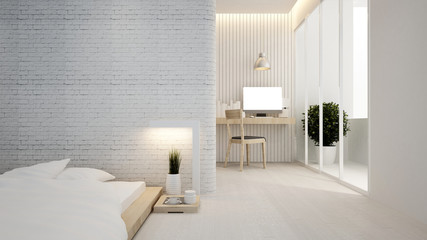 Fototapeta na wymiar bedroom and workplace in hotel or apartment - Interior design - 3D Rendering