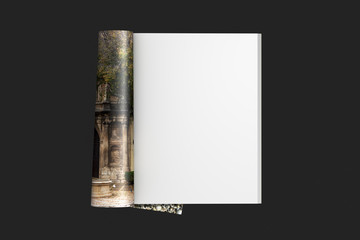 Blank magazine pages with glossy paper isolated