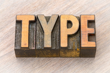 type word abstract in wood type