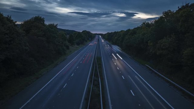 Rural Motorway at Twilight Time Lapse