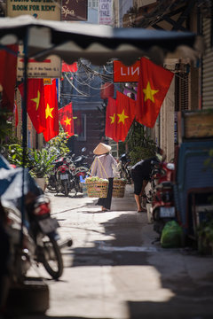 Street vendor on a narrow street