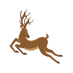 Fototapeta na wymiar Cute Deer Cartoon Running. Reindeer Moving. Leaping Stag