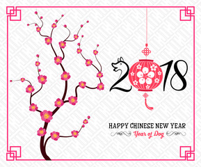 Happy  Chinese New Year  2018 year of the dog.  Lunar new year.