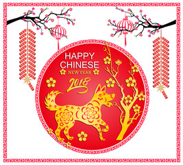 Happy  Chinese New Year  2018 year of the dog.  Lunar new year.