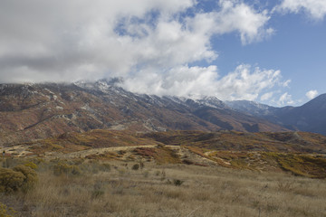 Utah fall mountain with clouds