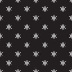 Pattern with snowflakes on a black background. Vector illustration.