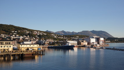 Fototapeta premium The harbor of Harstad city in Norway