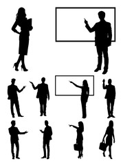 Teacher, businessperson, presentation silhouette 02. Good use for symbol, logo, web icon, mascot, sign, or any design you want.