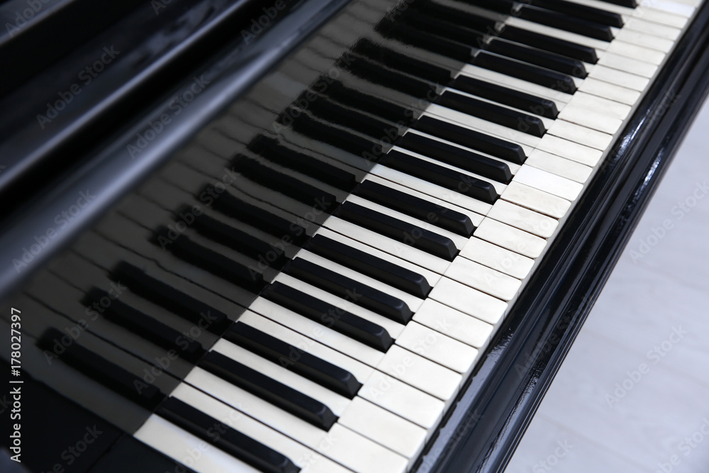 Sticker vintage piano keys, closeup