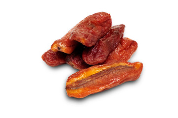 Natural Solar Dried Banana on isolated white background.