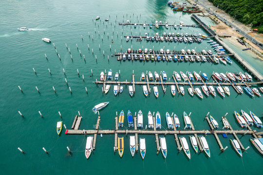 Topview Marine station  private speed boats seaport in Marine station complex , Pattaya City Chonburi province  , landscape Thailand