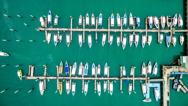 Topview Marine station  private speed boats seaport in Marine station complex , Pattaya City Chonburi province  , landscape Thailand