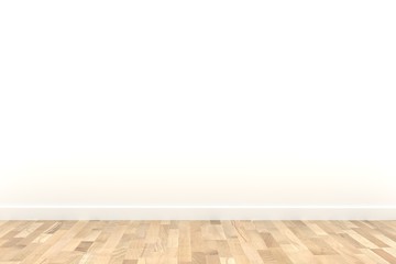 Fototapeta premium white room with wood floor in 3D rendering