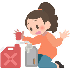 灯油をこぼす女性