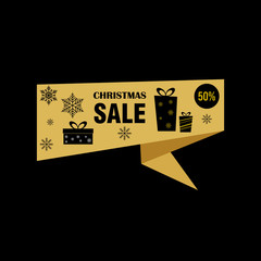 Sale banner design template, winter discount sticker, origami