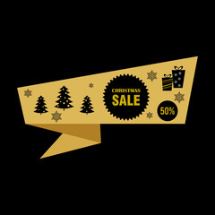 Sale banner design template, winter discount sticker, origami