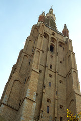  A view of the cathedral. The medieval architecture of Bruges, Belgium.