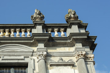 Detail of a building in Bruges, Belgium