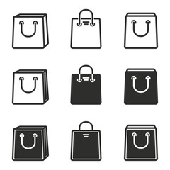 Shopping bag icon set.
