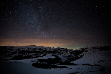 Fototapeta na wymiar Die Milchstraße über dem winterlichen Island