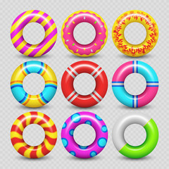 Colorful realistic rubber swimming ring