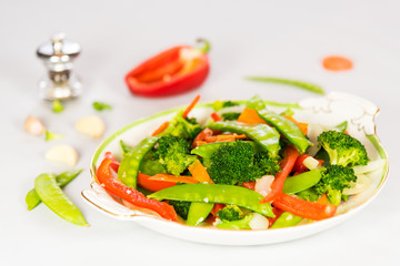 Mixed Veggie Stir-Fry with White Background