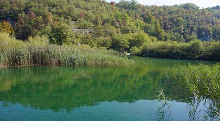 amazing landscape at the plitvice lakes in croatia