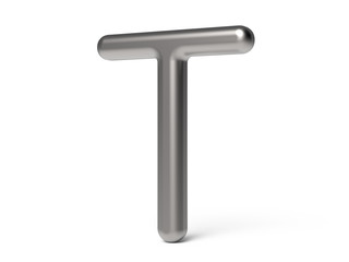 3D render metallic alphabet T