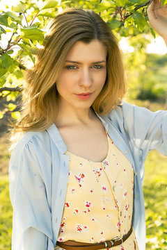 Portrait Of A Beautiful Girl In Nature