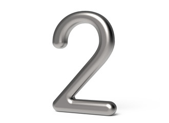 3D render metallic number 2