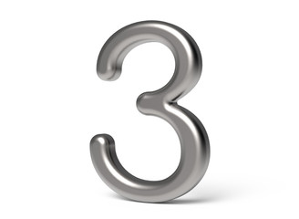 3D render metallic number 3